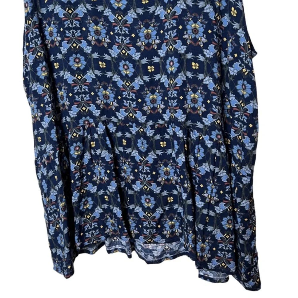 NWT Falls Creek Womens Sleeveless Floral Print Tiered Tank‎ Top Blue Yellow - Picture 12 of 16